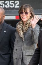 MILLA JOVOVICH Arrives at Jimmy Kimmel Live in Los Angeles 01/24/2017