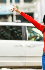 PADMA LAKSHMI Hailing a Cab in New York 01/12/2017