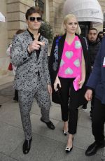 PIXIE LOTT Arrives at Schiapparelli Fashion Show in Paris 01/23/2017