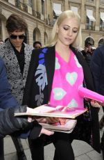 PIXIE LOTT Arrives at Schiapparelli Fashion Show in Paris 01/23/2017