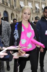 PIXIE LOTT Arrives at Schiapparelli Fashion Show in Paris 01/23/2017