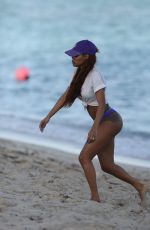 TEYANA TAYLOR in Bikini Bottom at a Beach in Miami 01/18/2017