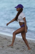 TEYANA TAYLOR in Bikini Bottom at a Beach in Miami 01/18/2017
