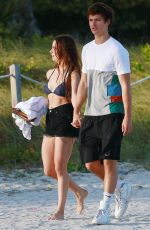 VIOLETTA KOMYSHAN in Bikini Top and Ansel Elgort Out in Miami Beach 01/01/2017