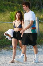 VIOLETTA KOMYSHAN in Bikini Top and Ansel Elgort Out in Miami Beach 01/01/2017