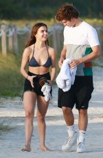 VIOLETTA KOMYSHAN in Bikini Top and Ansel Elgort Out in Miami Beach 01/01/2017