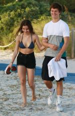 VIOLETTA KOMYSHAN in Bikini Top and Ansel Elgort Out in Miami Beach 01/01/2017