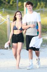 VIOLETTA KOMYSHAN in Bikini Top and Ansel Elgort Out in Miami Beach 01/01/2017