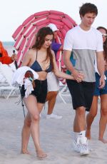 VIOLETTA KOMYSHAN in Bikini Top and Ansel Elgort Out in Miami Beach 01/01/2017