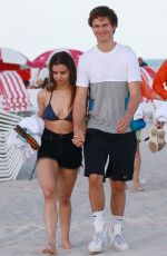 VIOLETTA KOMYSHAN in Bikini Top and Ansel Elgort Out in Miami Beach 01/01/2017
