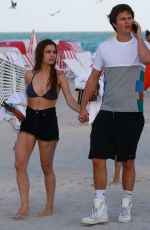 VIOLETTA KOMYSHAN in Bikini Top and Ansel Elgort Out in Miami Beach 01/01/2017
