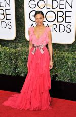 ZOE SALDANA at 74th Annual Golden Globe Awards in Beverly Hills 01/08/2017