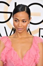 ZOE SALDANA at 74th Annual Golden Globe Awards in Beverly Hills 01/08/2017