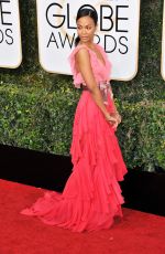ZOE SALDANA at 74th Annual Golden Globe Awards in Beverly Hills 01/08/2017