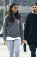 ZOE SALDANA Out and About in Glendale 01/18/2017