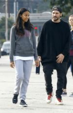 ZOE SALDANA Out and About in Glendale 01/18/2017