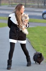 CHARLOTTE CROSBY Walks Her Dogs in a Park in Sunderland 02/28/201