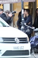 CLAUDIA SCHIFFER on the Set of a Photoshoot for Channel in Notting Hill february 02/22/2017