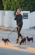 ELISABETTA CANALIS Walks Her Dogs Out in Beverly Hills 02/27/2017