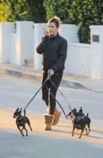 ELISABETTA CANALIS Walks Her Dogs Out in Beverly Hills 02/27/2017