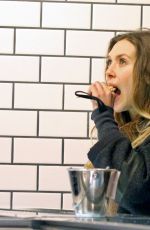 ELIZABETH OLSEN Eating Ice Cream at McConnell