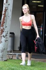 ELLE FANNING in Tank Top at a Gym in Studio City 02/03/2017