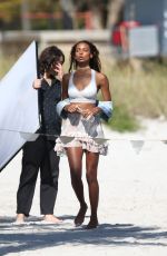 ELSA HOSK and JASMINE TOOKES on the Set of a Photoshoot at a Beach in Miami 02/01/2017