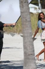 ELSA HOSK and JASMINE TOOKES on the Set of a Photoshoot at a Beach in Miami 02/01/2017