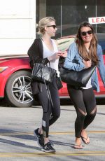 EMMA ROBERTS and LEA MICHELE at Bouchon in Beverly Hills 01/31/2017