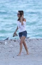 GIADA DE LAURENTIIS in Denim Shorts at a Beach in Miami 02/25/2017