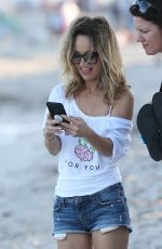 GIADA DE LAURENTIIS in Denim Shorts at a Beach in Miami 02/25/2017