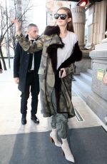 GIGI HADID Arrives at Grand Hotel Gallia in Milan 02/25/2017