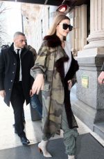 GIGI HADID Arrives at Grand Hotel Gallia in Milan 02/25/2017