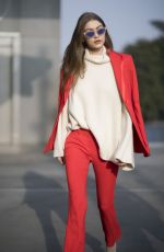 GIGI HADID Arrives at Versace Fashion Show 02/24/2017