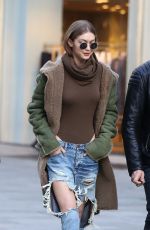 GIGI HADID Out Shopping in Milan 02/21/2017