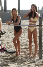 HAILEY BALDWIN and SARA SAMPAIO in Bikinis o the Set of Tommy Hilfiger Photoshoot in Venice Beach 02/08/2017