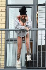 JEMMA LUCY on the Balcony of Her Apartment in Manchester 02/03/2017