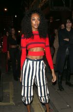 JOURDAN DUNN Arrives at Burberry Fashion Show After Party in London 02/20/2017