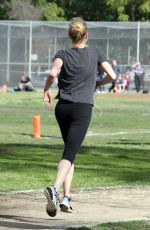 JULIE BOWEN Out Running at a Park in Los Angeles /02/04/2017