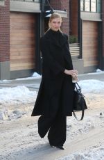 KARLIE KLOSS Out on a Snowy Day in New York 02/10/2017