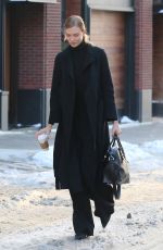 KARLIE KLOSS Out on a Snowy Day in New York 02/10/2017