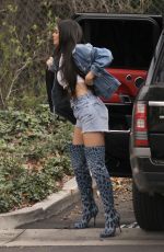 KYLIE JENNER in Denim Shorts Out in Beverly Hills 02/19/2017