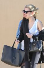 LEA MICHELE and EMMA ROBERTS Leaves Bouchon in Beverly Hills 01/31/2017