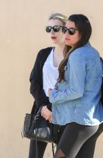 LEA MICHELE and EMMA ROBERTS Leaves Bouchon in Beverly Hills 01/31/2017