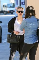 LEA MICHELE and EMMA ROBERTS Leaves Bouchon in Beverly Hills 01/31/2017