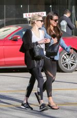 LEA MICHELE and EMMA ROBERTS Leaves Bouchon in Beverly Hills 01/31/2017