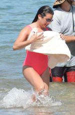 LEA MICHELE in Swimsuit on the Beach in Hawaii 02/23/2017