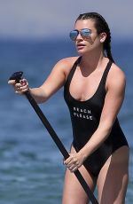 LEA MICHELE in Swimsuit Paddle Boarding in Hawaii 02/22/2017