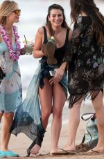 LEA MICHELE with Friends at a Beach in Miami 02/20/2017