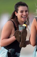 LEA MICHELE with Friends at a Beach in Miami 02/20/2017